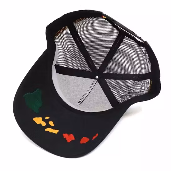 High Profile Custom Leather Patch Logo 5 Panels Trucker Cap