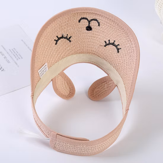 Children Outdoor Summer Embroidery Travel High Quality Straw Visor Hat