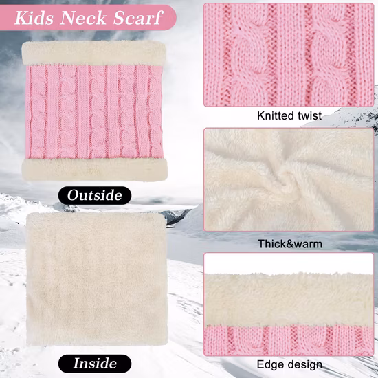 Warm Winter Children Knitted Beanie Hat with Fleece