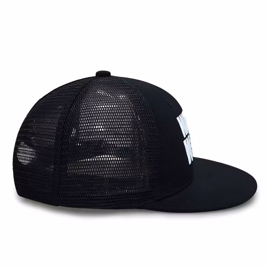 6 Panel Cotton Washed Broken Baseball Sport Cap Distressed Navy Blue Mesh Trucker Hat